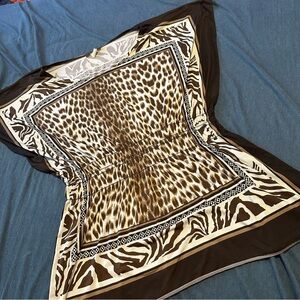 Animal Print Kaftan Top M USA  LARGE WOMENS SINCHED WAIST Y2K Cheetah Sexy